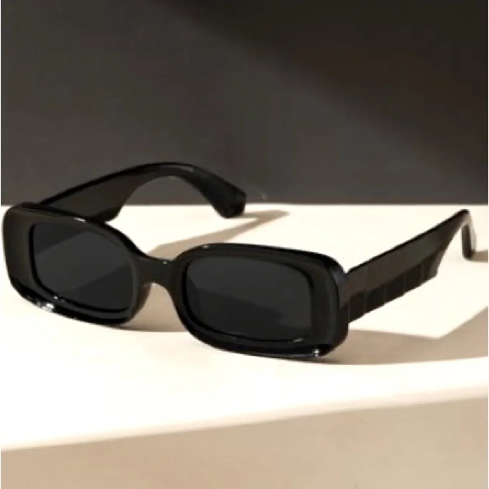 Rectangular black dark sunglasses men’s new with cleaning cloth